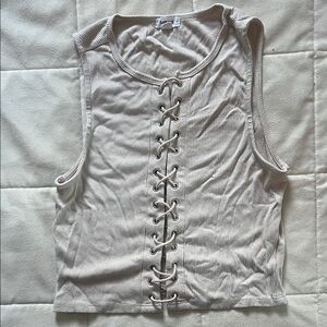 Laced Ribbed Tank Top
